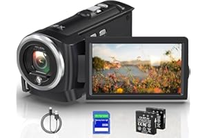 2.7K QHD Video Camera Camcorder 50MP YouTube Vlogging Camera 16X Digital Zoom Camcorders with Webcam 270 Degree Rotation Scre