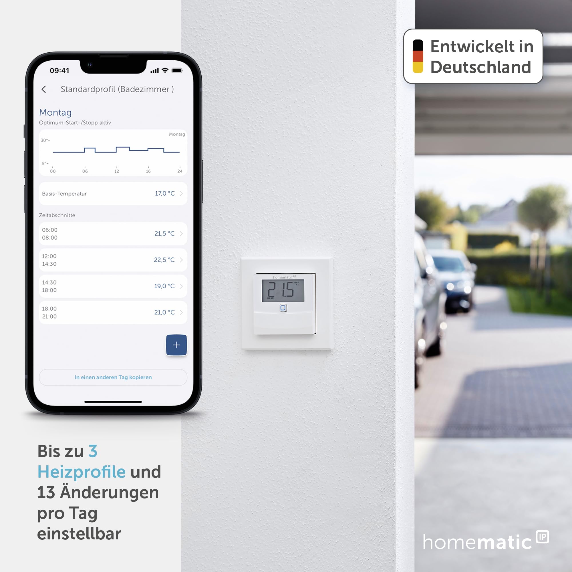 Homematic IP Temperatur- und Luftfeuchtigkeitssensor mit Display – innen, Smart Home, steuert Heizkörper/Fußbodenheizung per App, Alexa, Google Home, Temperaturmessung, Energie sparen, 150180A0 2