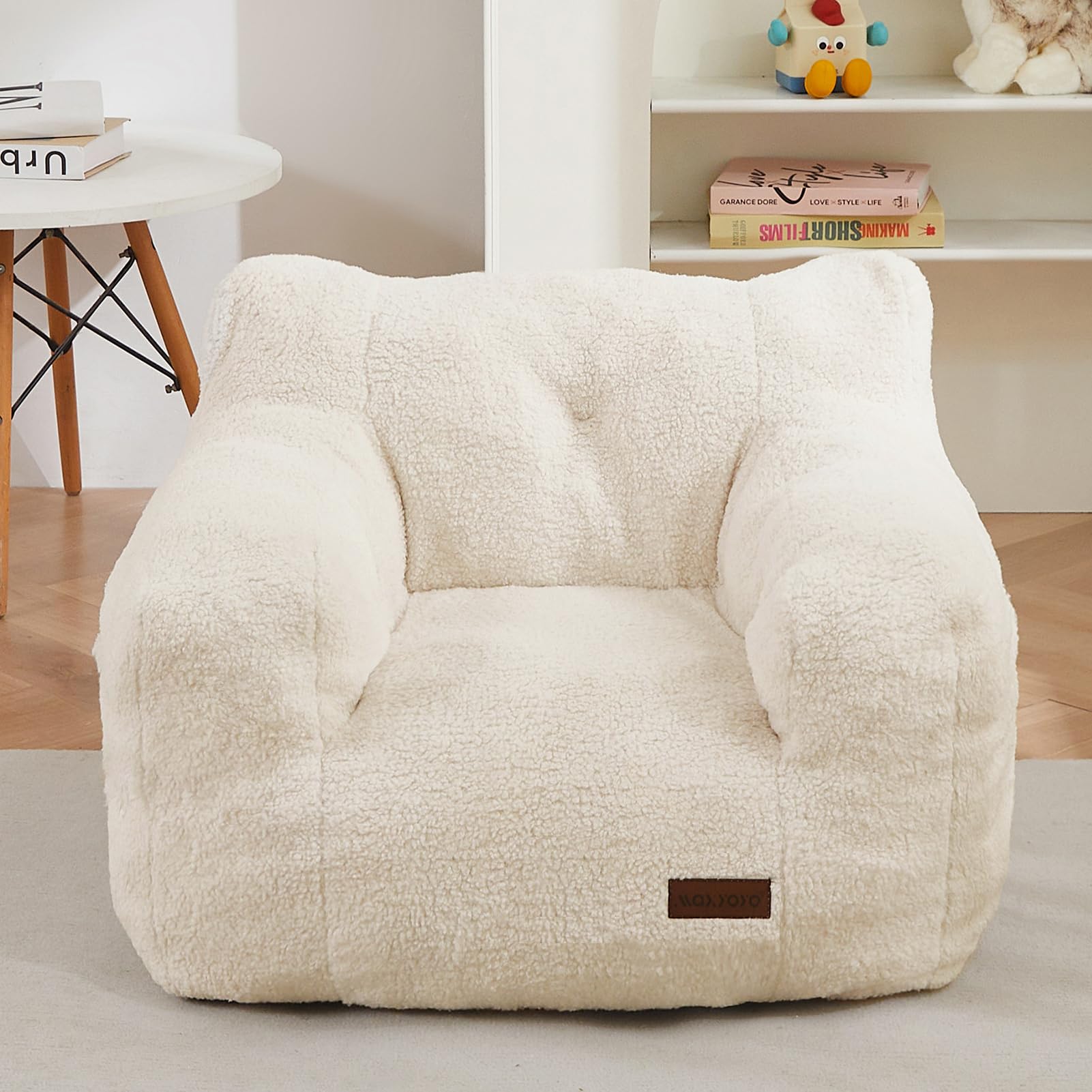 MAXYOYO Kids Sherpa Bean Bag Chair, Boucle Toddler Chair Toddler Bean Bag Couch for Girls and ...