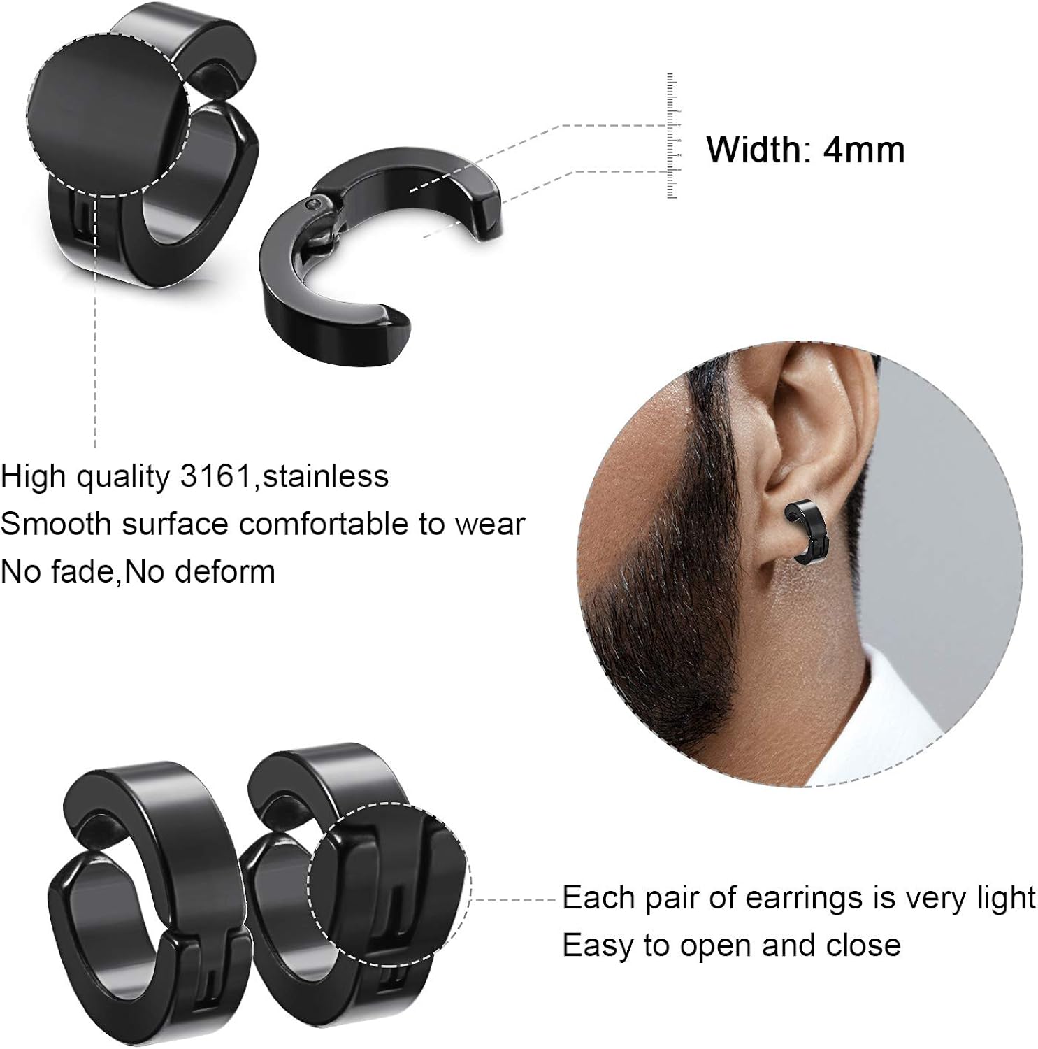 10 Pairs Stud Earrings Stainless Steel Earrings, Non