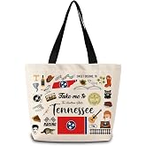 ZhuVantrix Take Me To Tennessee Reusable Grocery Tote Bag | Aesthetic Shopping Shoulder Handbag with Interior Zipper Pocket, Take Me To Tennessee Present for Women Friends