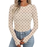 Dealmore Womens Sheer Mesh Lace See Through Tops | Crew Neck,Going Out Slim Fitted Tops,Fashion Fall Clothes,Floral Printing,Lightweight