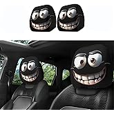 2PCS Funny Cartoon Car Headrest Covers,Cute Funny Cartoon Eyes Car Headrest Covers, Car Seat Head Rest Protector for Auto Front SeatRest Decoration. Accessories Decor for Halloween