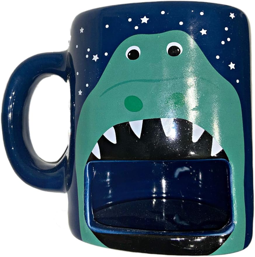 Dinosaur Biscuit Mug Mug with Biscuit Holder Cookie Mug. Novelty