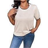 winkbay Women's Plus Size Short Sleeve T Shirts Summer Crew Neck Knit Dressy Casual Work Tops