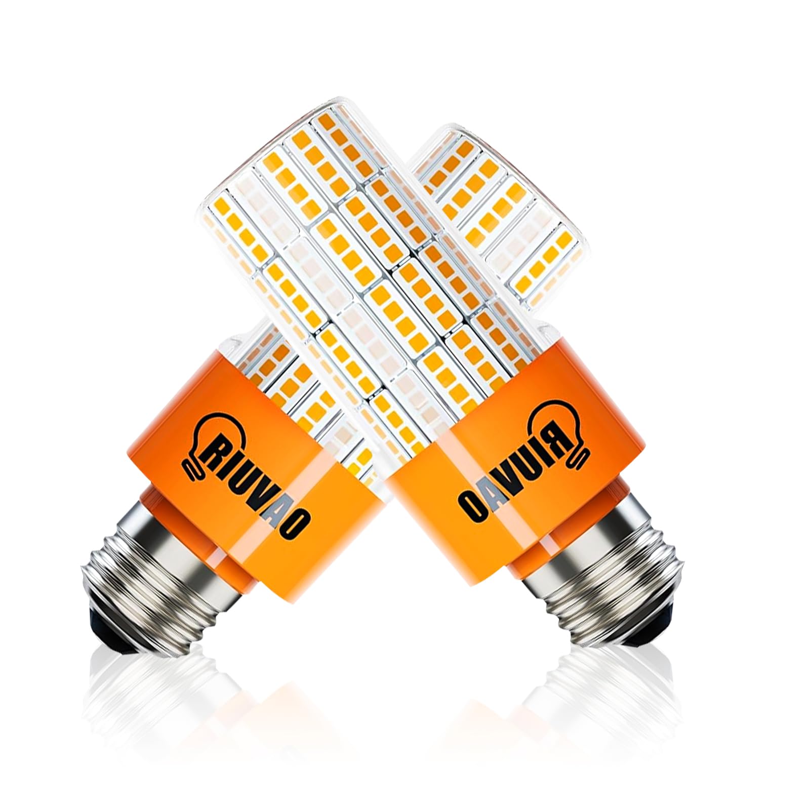 Photo 1 of RIUVAO 40W LED Corn Light Bulb, 320W Equivalent 5000LM, 3000K Warm White, Waterproof & 90% Energy Saving, E26 Base Corn Cob Light for Home, Garage, Fan (2-Pack)