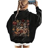 SweatyRocks Women's Oversized Hoodie Sweatshirts Long Sleeve Vintage Floral Print Pullover with Pocket