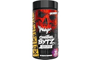 MUTANT Creatine Bytz – Sugar Free Chewable Creatine Tablets for On-the-Go Use – 5 g Monohydrate Per Day – 80 Tablets – Berrie