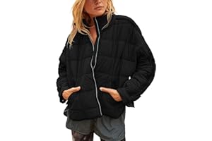 Watashi Women's Packable Puffer Jacket Long Sleeve Full Zip Lightweight Quilted Coat