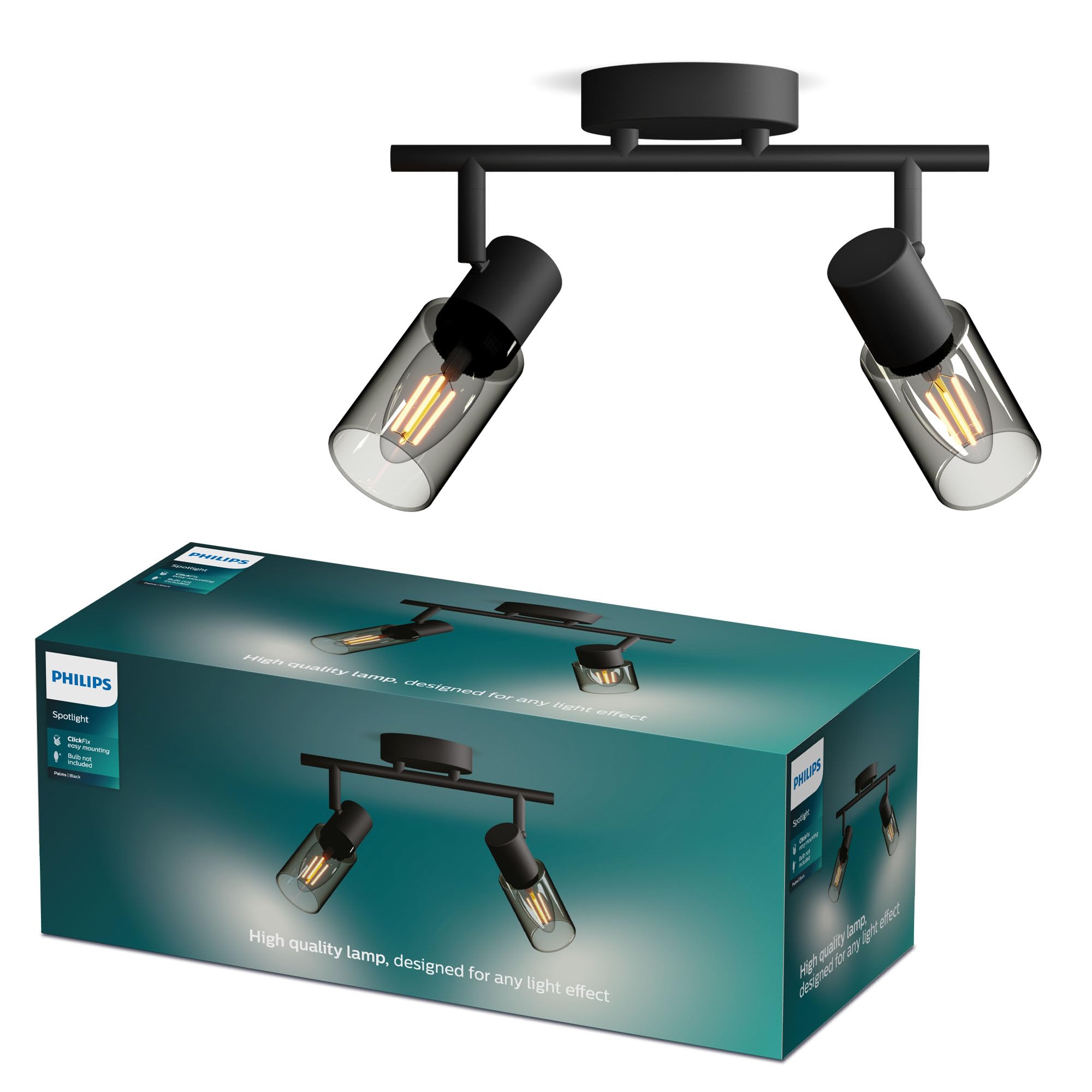 PHILIPS Palms Spot 2-Head, E14 not Included, Black, IP20