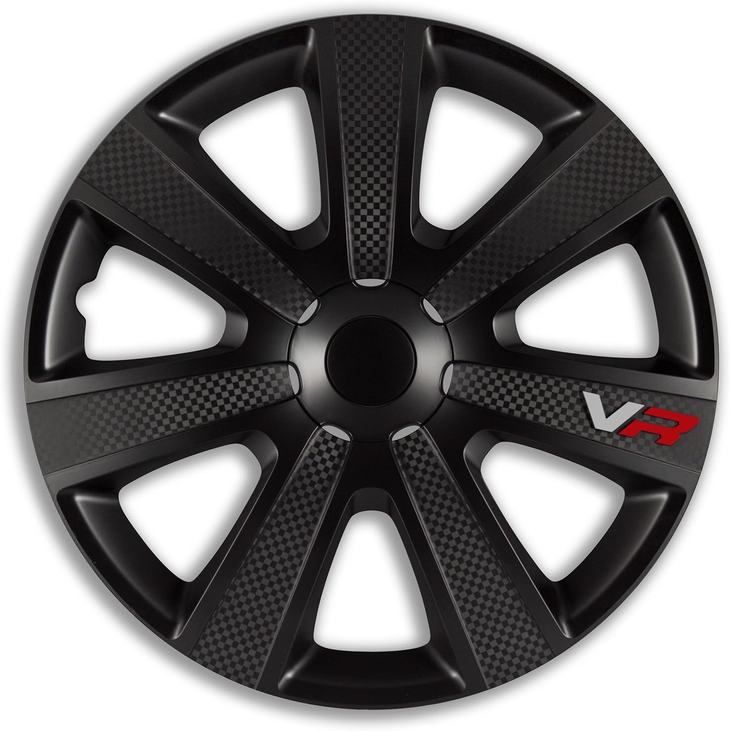 4pc Set Wheel Trims Wheel Covers Hub Caps VR BLACK CARBON 15 inch