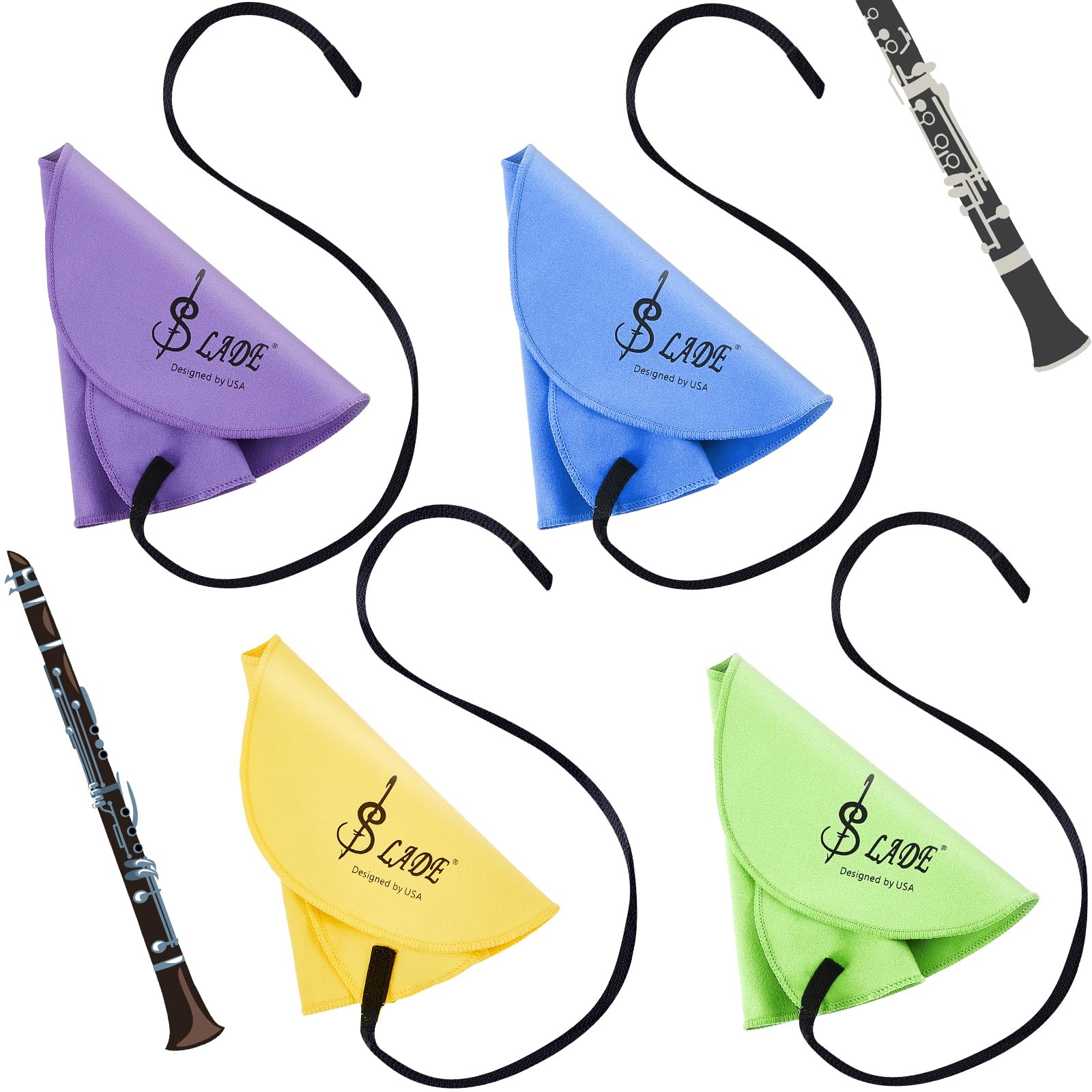 Photo 1 of Yinder 4 Pcs Clarinet Swab Cloth Clarinet Cleaner Cleaning Cloth Swab for Inside Tube Suitable Piccolo Flute Sax Saxophone (Mixed Color)