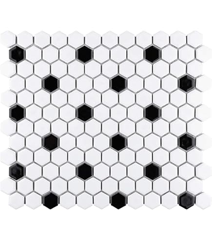 Squarefeet Depot Retro Hexagon Shiny Porcelain Mosaic Floor and