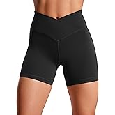 CRZ YOGA Butterluxe Crossover Biker Shorts 5" - Criss Cross High Waisted Workout Yoga Buttery Soft Womens