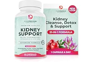 PUREPREMIUM SUPPLEMENTS PurePremium Kidney Support Supplement – Kidney Cleanse Detox & Repair with Cranberry Extract & Astragalus - 21-in-1 Complex Supports Normal Bladder, Urinary Tract & Kidneys Health - 60 Day Supply