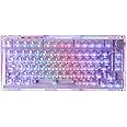 KiiBoom Phantom 81 V2 75% Hot Swappable Upgraded Crystal Gasket-Mounted Mechanical Keyboard, Triple Mode NKRO Gaming Keyboard with South-Facing RGB, Clear Keycaps, 4000mAh Battery for Win/Mac (Purple