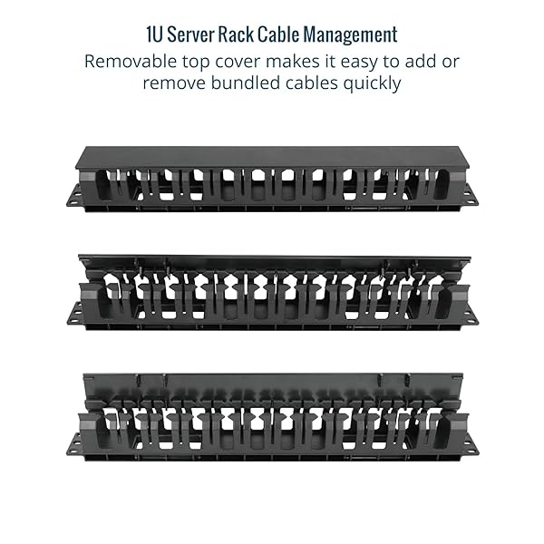 TECMOJO 2 PACK 1U SERVER RACK HORIZONTAL CABLE MANAGEMENT WITH COVER,2.6“ DEPTH PLASTIC CABLE MANAGER,RACK MOUNT 12 SLOTS WIRE DUCT ORGANIZER,FOR 19 INCH AV/IT/DATA/AUDIO AND NETWORK CABINET