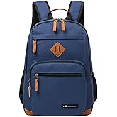 TRAILKICKER Classic Carry-on Travel Backpack, Laptop Backpack with Padded 17 inch Laptop Sleeve, Multi Pocket College Backpack, Casual Daypack Backpacks - Navy