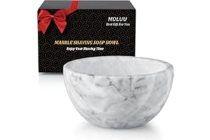 MDLUU Marble Shaving Soap Bowl, 4.7" Shaving Soap and Cream Bowl, Natural Marble Stone Bowl, Keep Lather Warm for Man's Wet Shave (White)
