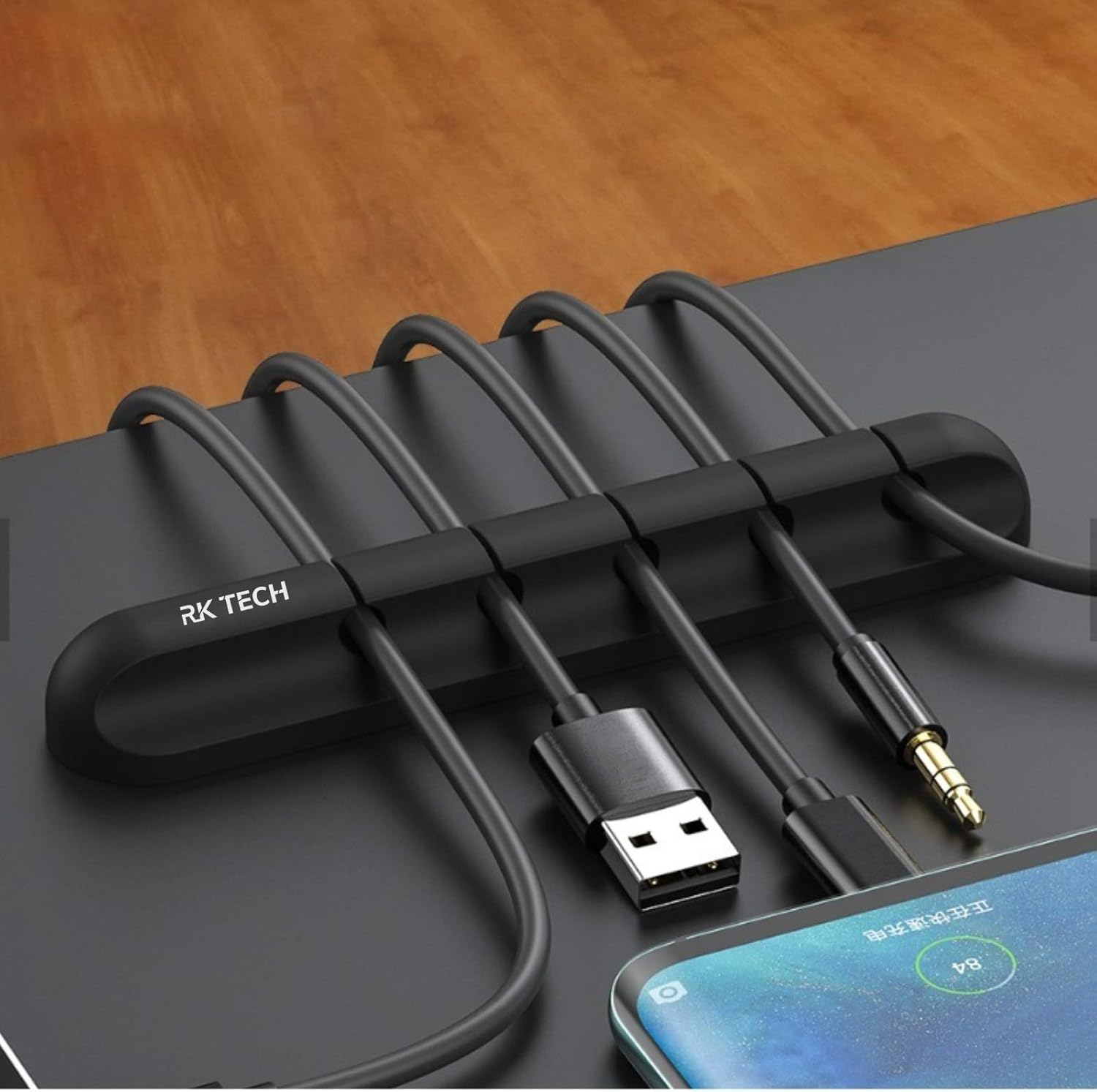 RK TECH Cable Wire Clips Ties, Holder Tidy Management. Organise Your Desk, Office or car with Adhesive (7 Cable Holder Black) - Image 5