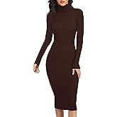 v28 Women Stretchable Knitted Long Sleeve Slim Fitted Ribbed Soft Sweater Dress