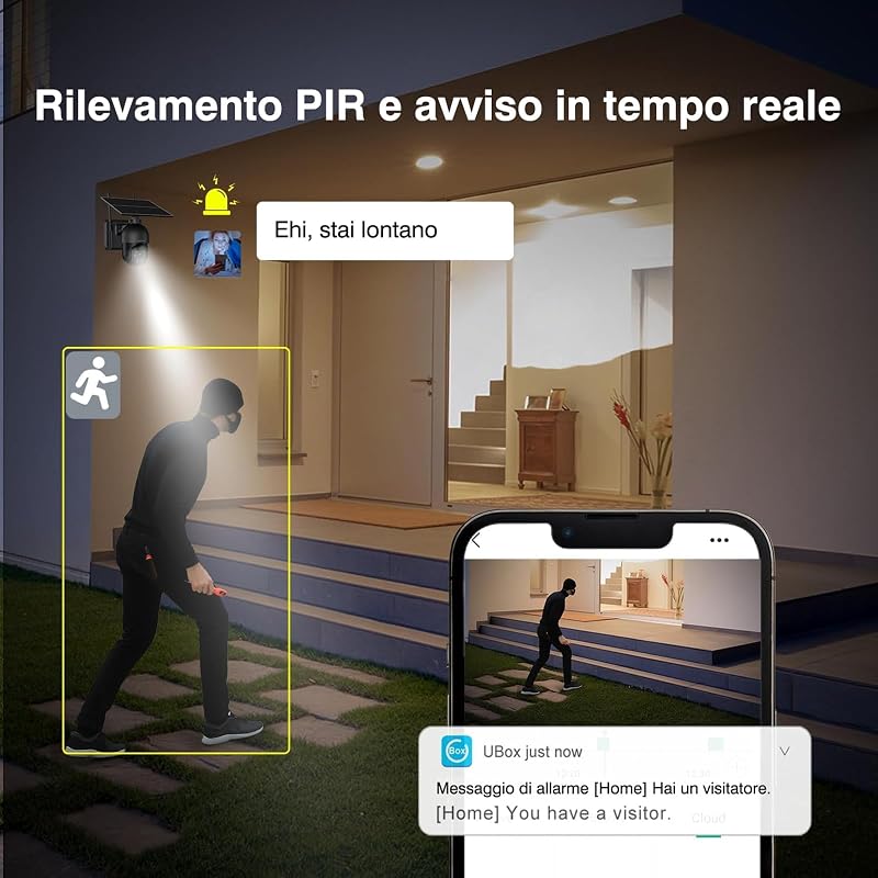 4G LTE Telecamera Solare Esterno con SIM Scheda 2K HD PTZ Senza Fili