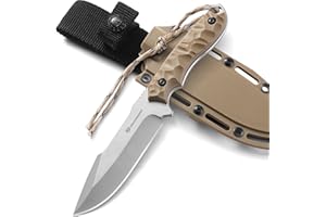 DRACHENADER Fixed Blade Knife with Sheath B-ER, 9.29" Full Tang Tactical Knife for Men, 5Cr14MoV Stainless Steel Blade, EDC, 
