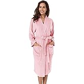 SIORO Women Terry Cloth Bath Robes with Pockets, Soft Long Cotton plush Kimono Wrap Bathrobe, Spa, Fuzzy Female nightgrown
