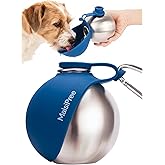 MalsiPree 2-in-1 Portable Dog Water Bottle and Travel Bowl for Small Dogs - Stainless Steel Dog Water Jug for Walking, Hiking, and Car Trips - Leak-Proof Dog Water Bottle Portable - 10oz Navy