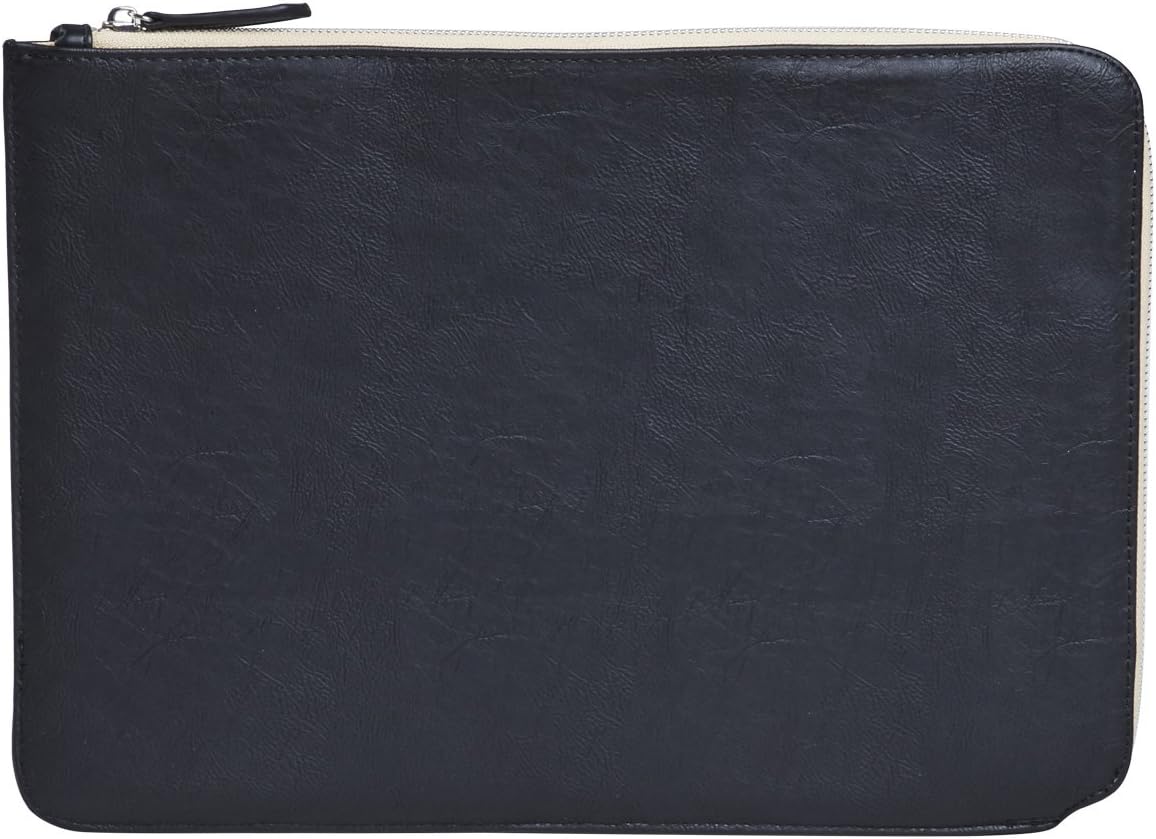 MacBook Faux Leather Sleeve Carrying Bag With Zipper Closure UltraBook iPad Pro 12.9 + More 13 by SettonBrothers, Black