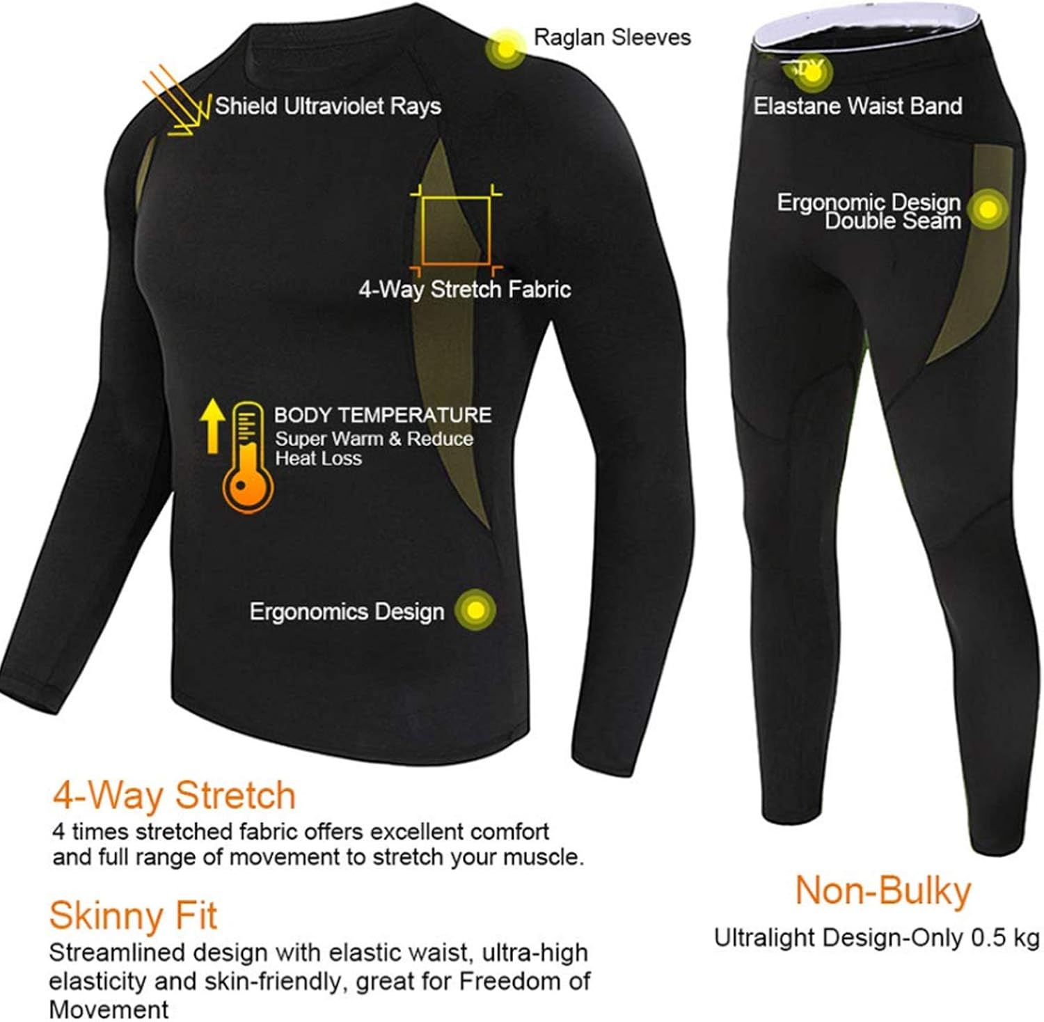 RIOJOY Men's Thermal Underwear Cold Weather Mens Shirts Fleece Lined Base Layer Long Thermal Set at  Men’s Clothing store