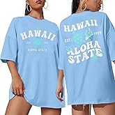 MNLYBABY Hawaiian Shirt Women Oversized Hawaii Graphic Shirts Hawaii Flowers Shirt Girls Preppy Casual Summer Vacation Tops