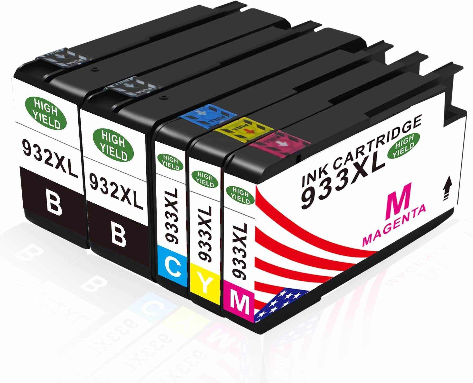 Toner Kingdom Compatible Ink Cartridges HP 932XL 933XL Ink Cartridges for use in HP Officejet 7612 6100 6600 6700 7110 7610 Printer (2 Black, 1 Cyan, 1 Magenta, 1 Yellow)