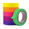 HTVRONT UV Blacklight Reactive Neon Tape, 6 Colors Neon Gaffer Tape, Fluorescent UV Black Light Glow in The Dark Tape for UV Party 0.6inch x 16.5ft x 6 Rolls
