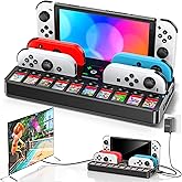 Switch Docking Station for TV with Controller Charger, Replacement for Switch TV Dock with HDMI Adapter, SW Base Station Portable Charging Dock with 10 Game Slots for Nintendo 3DS & 2DS NES Console