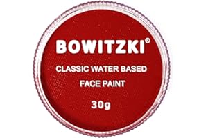 Bowitzki 30g Professional Face Paint Body Paint Water Based Face painting Makeup Safe for Kids and Adults Split Cake Single Color Halloween Christmas Party - Red