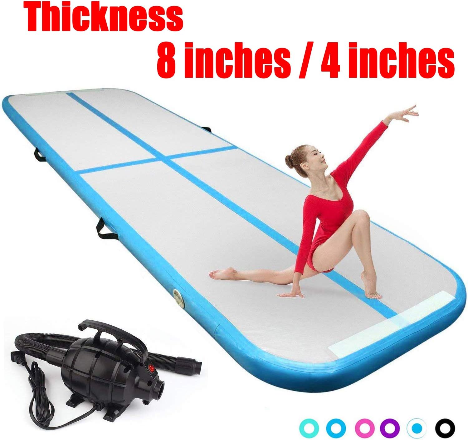 FBSPORT 8inches/4 inches Thickness airtrack mat, 26ft/23ft/20ft/17ft/13ft/10ft Tumble Track air mat for Gymnastics Training/Home Use/Cheerleading/Yoga/Water with Electric Pump : Sports & Outdoors