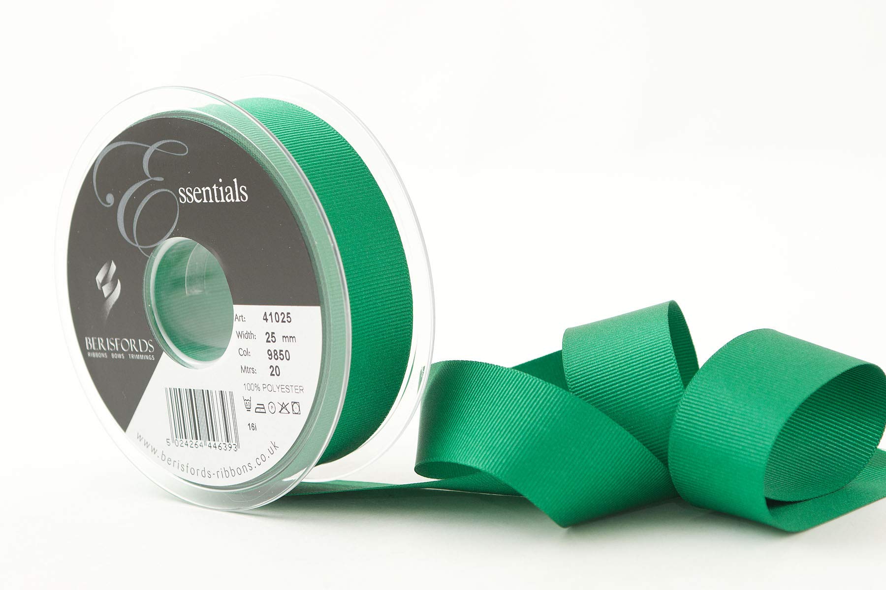 Berisfords Grosgrain, Polyester, Emerald, 10.4 x 10.4 x 2.9 cm