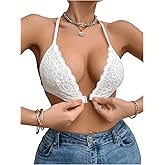 SHENHE Women's Lace Front Closure Y Back Bra Padded Triangle Racerback Bralette Wireless Bra