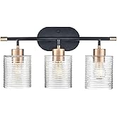 ML Lighting Renitta Vanity Light Fixture with Clear Ribbed Glass Shades 3 Light