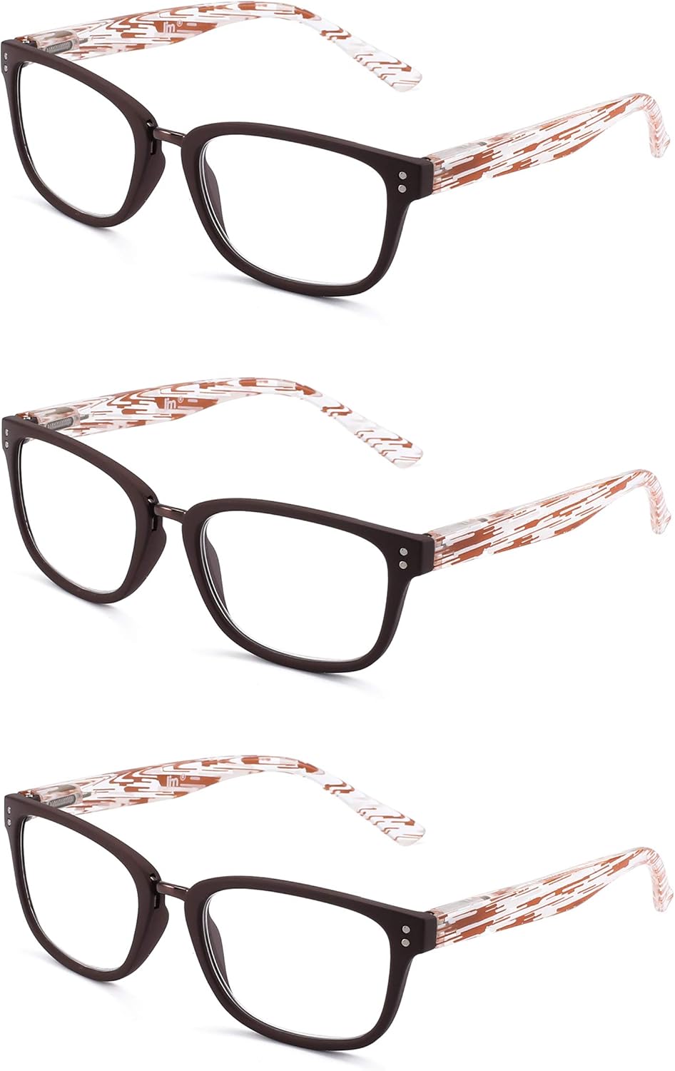 JM Reading Glasses Set of 3 Quality Spring Hinge Readers Men Women