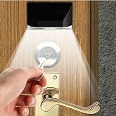 Keyhole Light Lamp Battery Operated PIR Infrared IR Wireless Auto Sensor Motion Detector Door Keyhole with 4 LED Bulbs Light Lamp Tap Lights LED Night Light for Key Hole/Door Lock (Black)