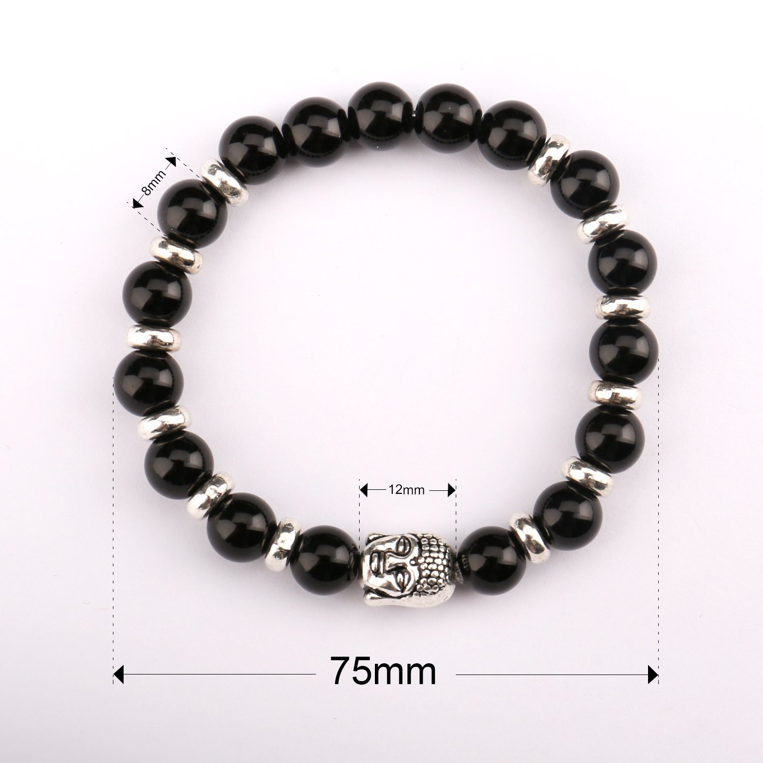 Bead Bracelets,UHIBROS Unisex Natural Tiger Eyes, Black Matte, Weathering Agate Beads Stretch Bracelets With Leopard Head Gold,Silver