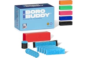 SNOWTREE - BoroBuddy Pro Magnetic Glass Cleaner | Cleans Hard to Reach Stains on Glass, Ceramic, Metal Pieces of All Shapes & Sizes | Glass Pieces, Bottles, Glassware | Free Scrubber Pads | Red