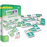 Junior Learning Place Value Dominoes Educational Action Games | Durable plastic matching tiles in a storage tin, perfect for classroom math centers and home learning for kids