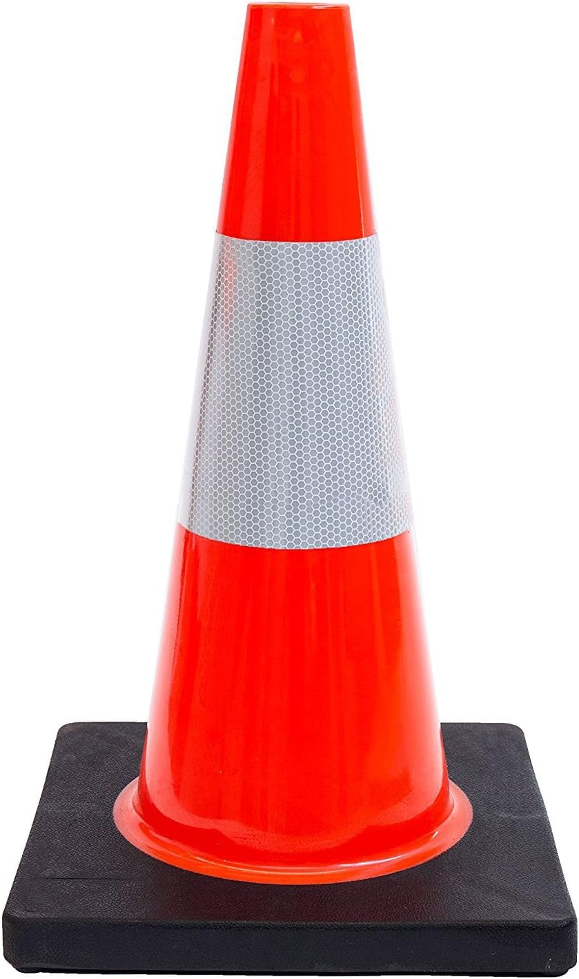 Orange Traffic Cone w/ 6" 3M Reflective Collar 18" (Pack of 12)