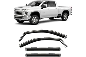 GrandWheel Co Smoke Tinted in-Channel Side Window Vent Visor Deflectors Rain Guards Compatible with Chevrolet (Chevy) Silverado/GMC Sierra 2500HD/3500HD 2020-2023 Crew Cab - 4pcs. GW0210