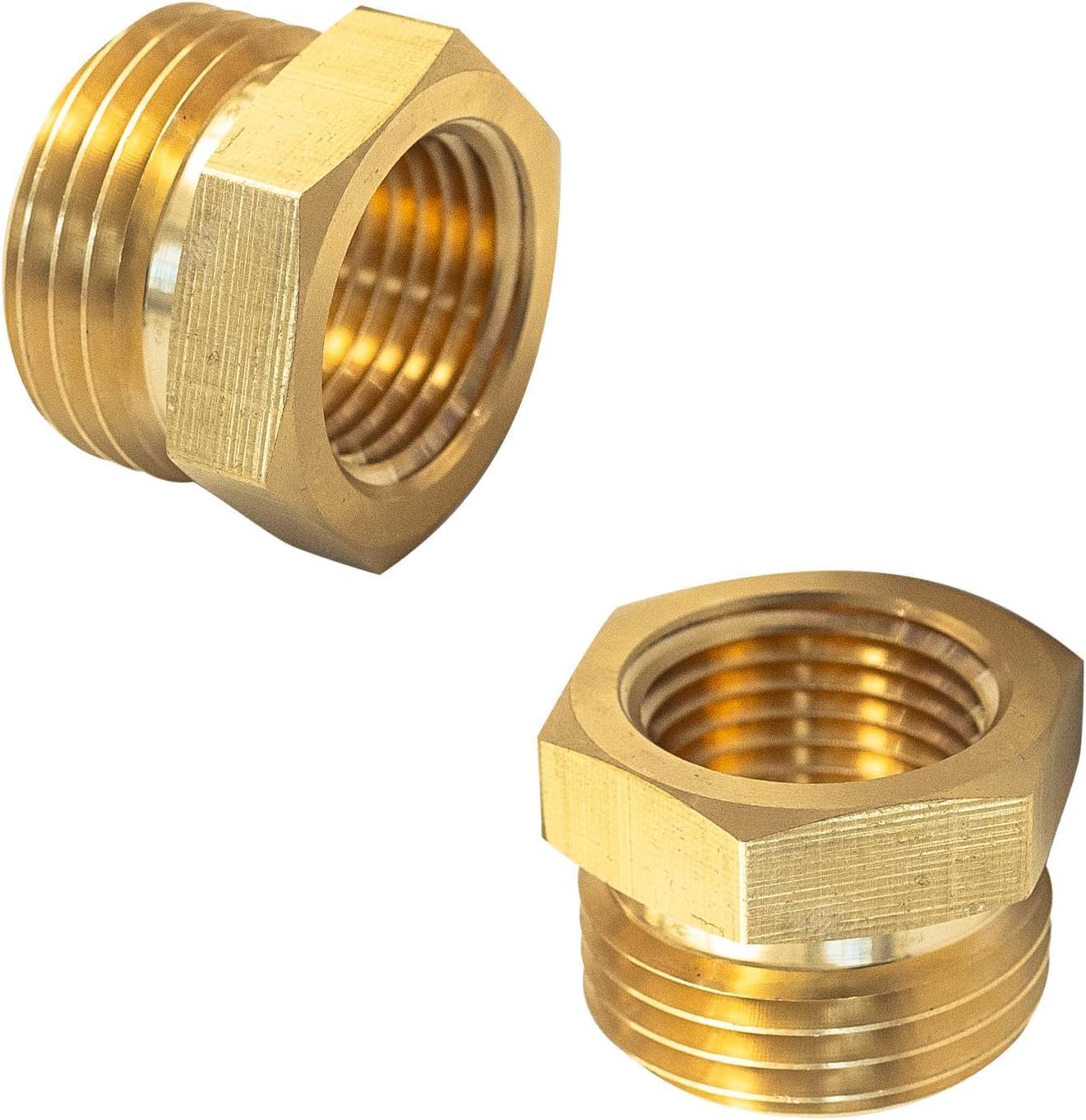 Photo 1 of 2 Pcs 57480-1208 Brass Garden Hose Fitting, Pipe Adapter Connector, 3/4'' GHT Male * 1/2'' NPT Female Garden Hose Parts for Hose Connectors Accessories