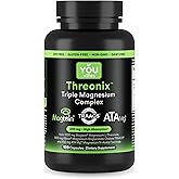 You Vites Threonix Triple Magnesium Complex - 200 mg Magnesium from 2450 mg of Magtein L-Threonate, Bisglycinate Chelate TRAACS & ATA Mg - Brain, Sleep & Mood Support - High Absorption - 120 Capsules