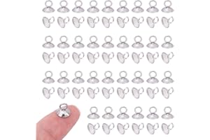UNICRAFTALE 7mm Long 100pcs Bead Cap Pendant Bails 202 Stainless Steel Round Bails Clasp Dangle Charm Bead Pendant Connector Findings for Pendant Necklace Jewelry Making